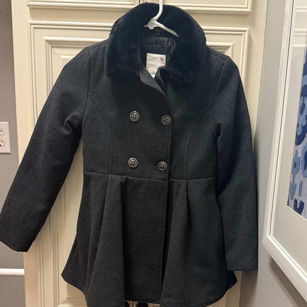Stylish Girls Gray Double-Breasted Coat